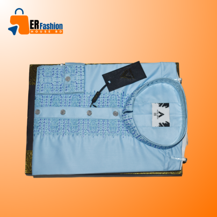 Solid Body Embroidered Cotton Panjabi